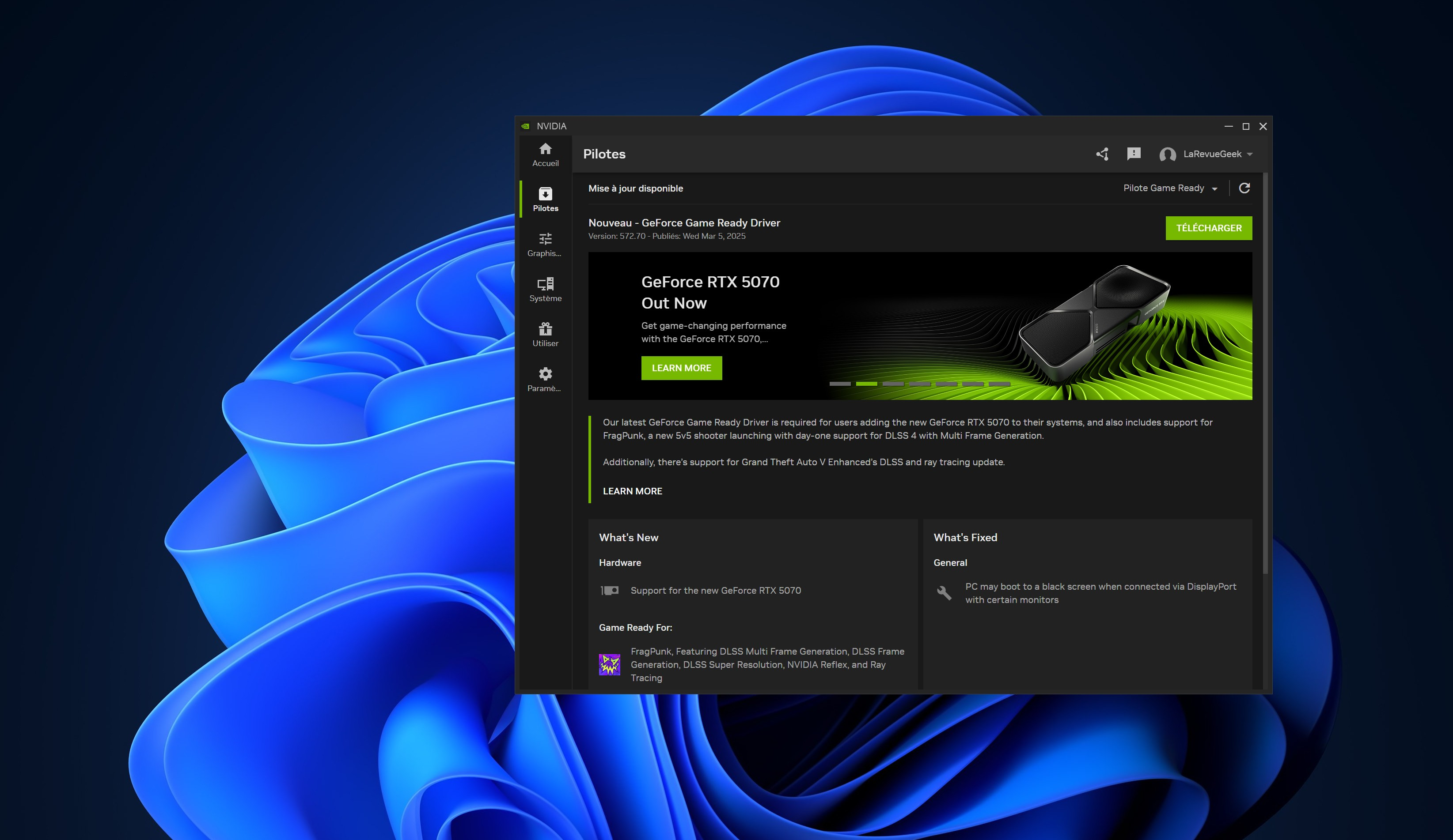 Nvidia Game Ready Driver 572.70 : un nouveau pilote qui propulse les performances sous Windows 10 et 11