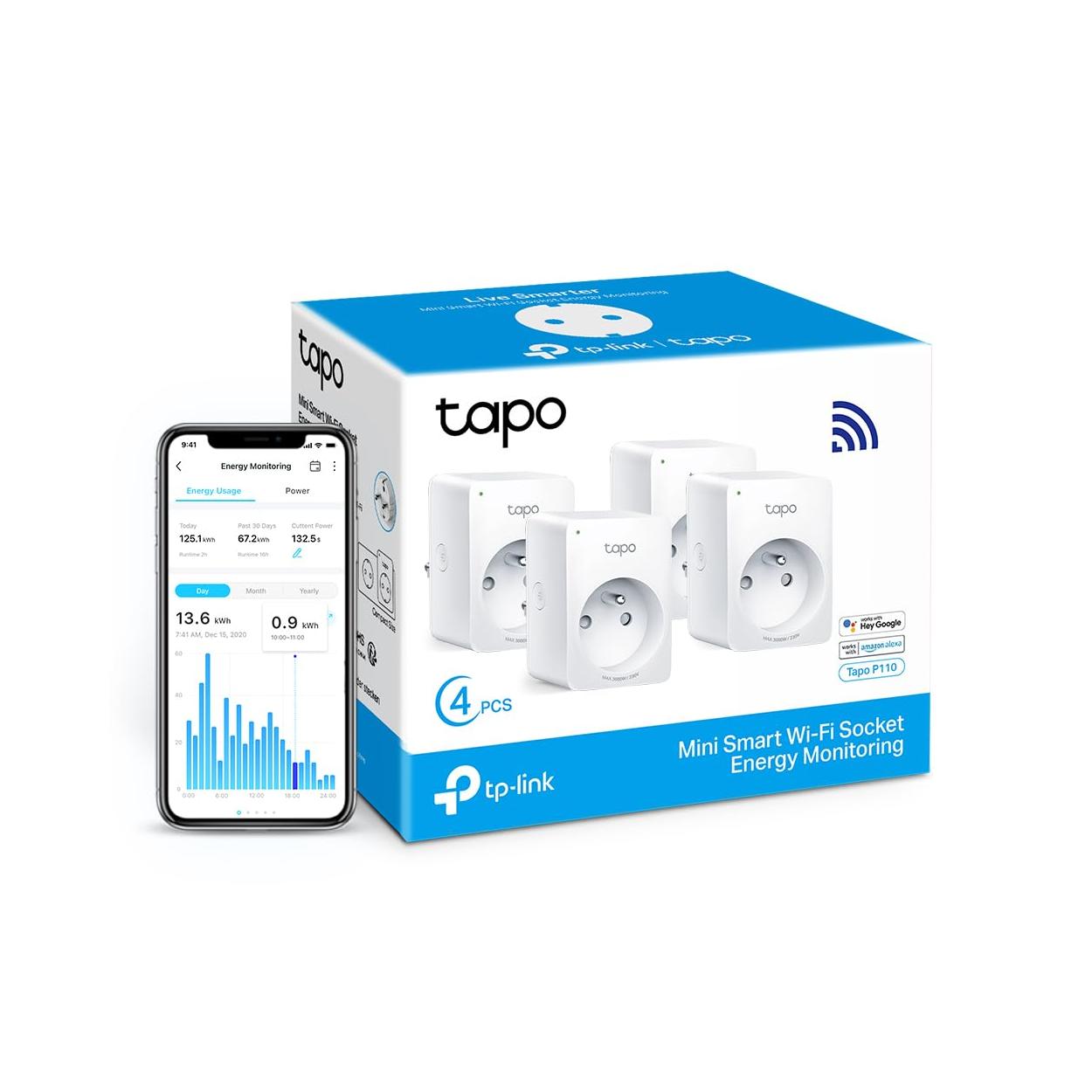 Tapo Prise Connectée WiFi P110(FR) - Suivi Consommation 16A Type E Alexa Google Home