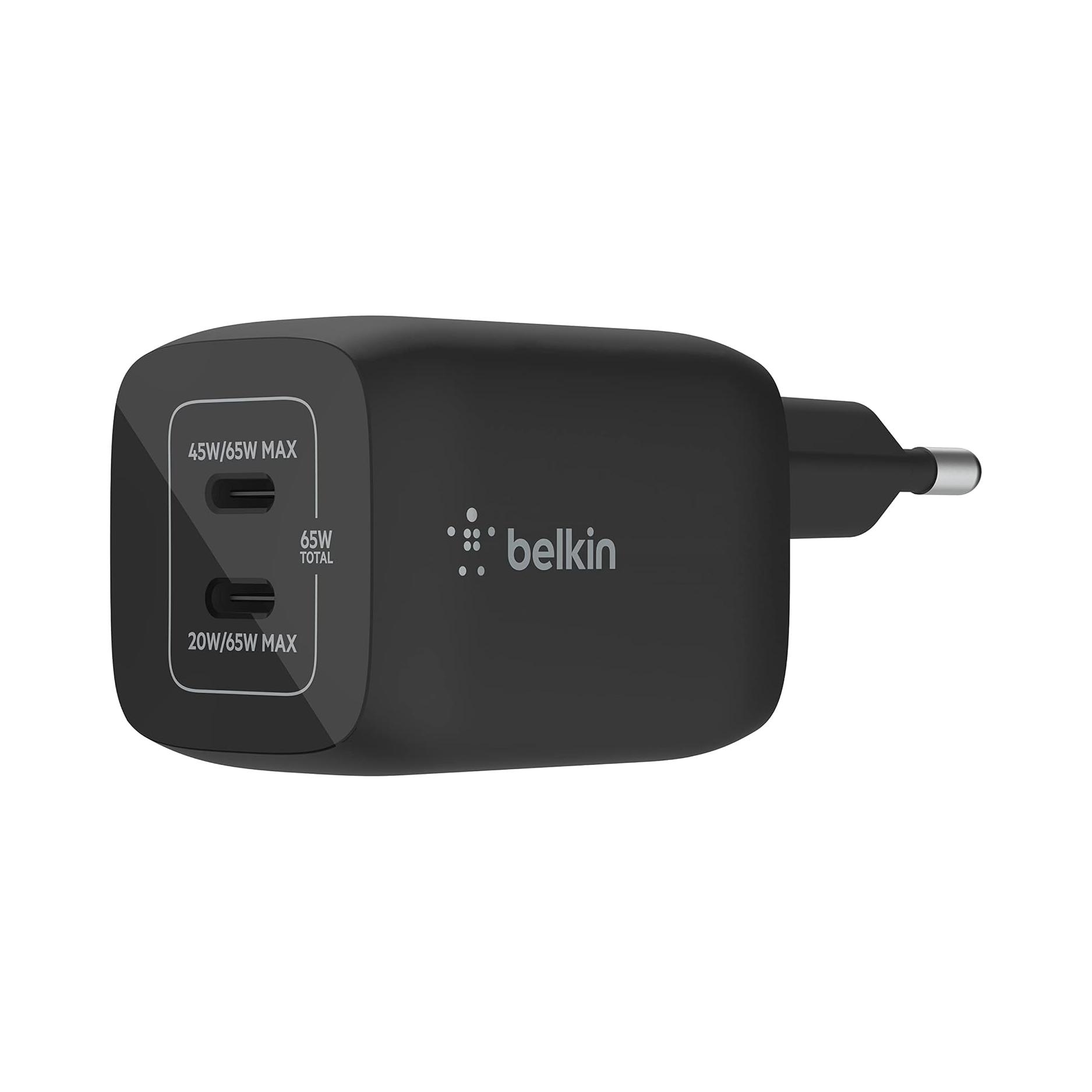Belkin Chargeur secteur double port USB-C 65 W pour iPhone 14, 13