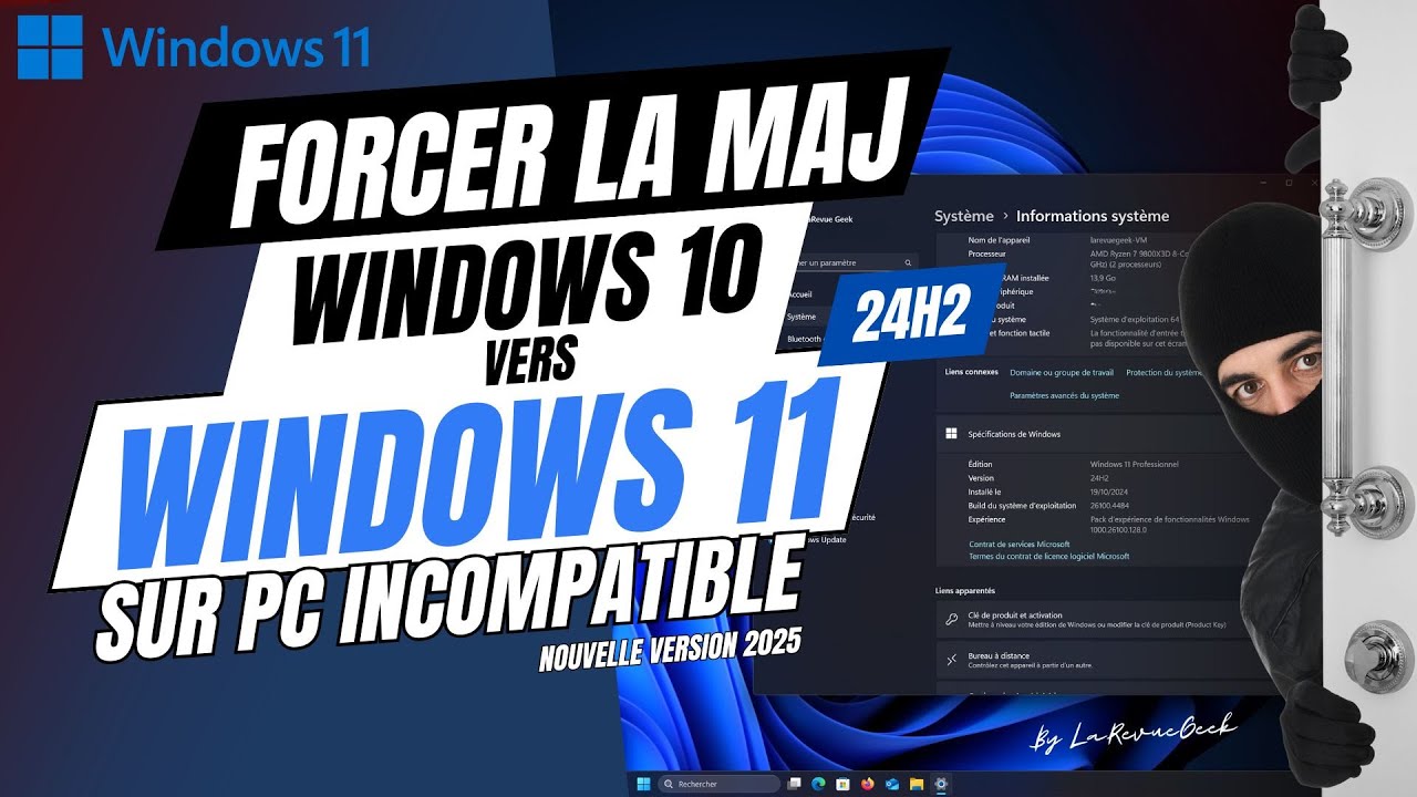 Upgrade Windows 10 vers Windows 11 24h2 sur PC non compatible, nouvelle méthode 2025 ! Merci flyoobe