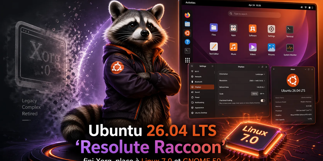 Ubuntu 26.04 LTS "Resolute Raccoon" est là : fini Xorg, place à Linux 7.0 et GNOME 50