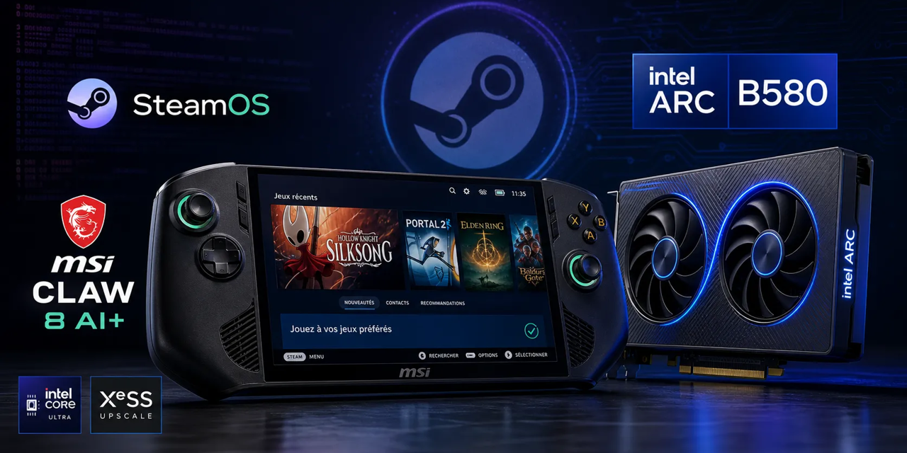 SteamOS commence à tourner sur du matériel Intel, dont la MSI Claw 8 AI+ et une carte Arc B580
