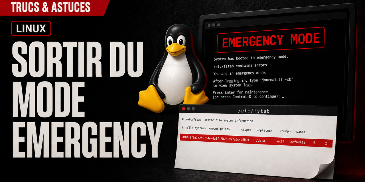Linux bloqué en mode emergency : corriger une erreur dans fstab