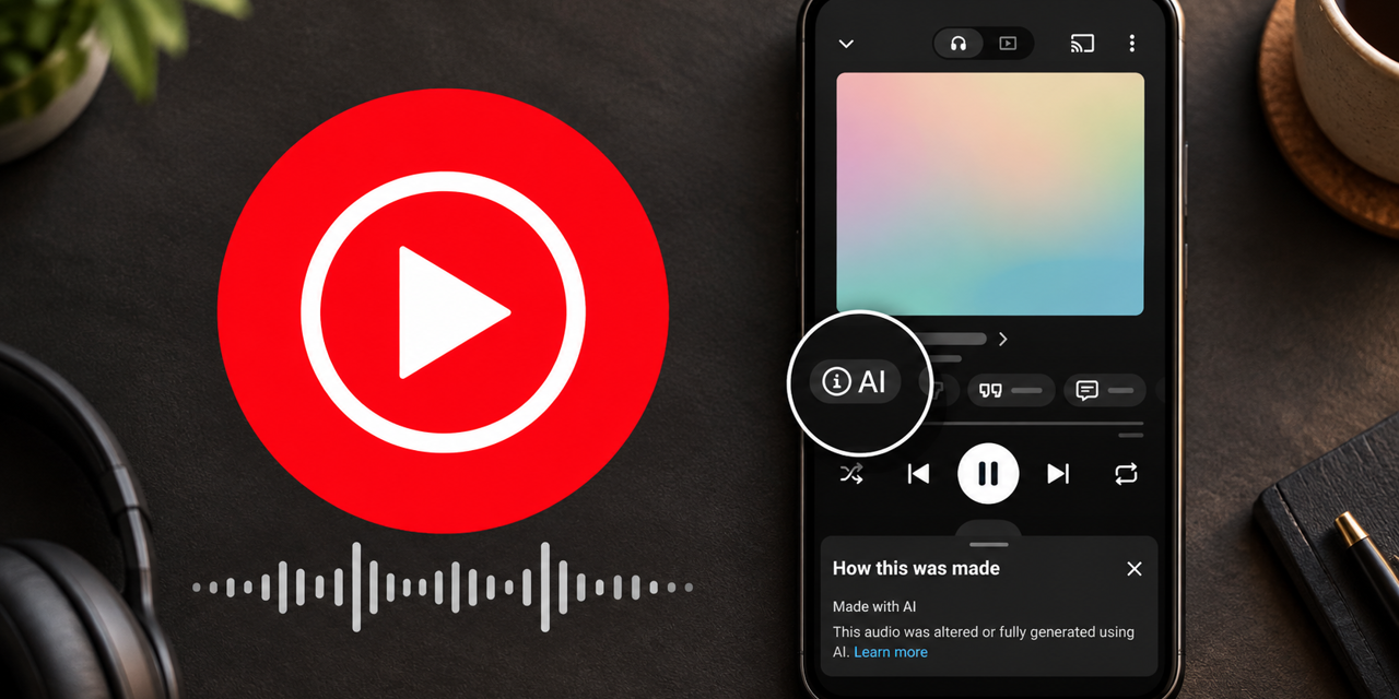 YouTube Music commence à signaler les morceaux créés avec l’IA : ce que signifie le nouveau label