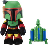Star Wars Mattel Peluche Boba Fett 30 cm avec transformateur de Voix et Lance-roquette Souple pneumatique, Jouet pour Enfant, HHW55, Multicolore