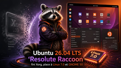Ubuntu 26.04 LTS "Resolute Raccoon" est là : fini Xorg, place à Linux 7.0 et GNOME 50