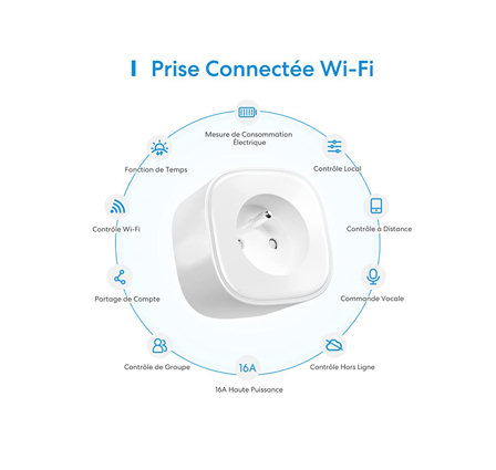 Prise Connectée (Type E), 16A Prise Intelligente Compatible avec Alexa
