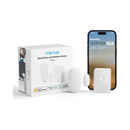 Meross Détecteur Connecté pour Portes et Fenêtres (avec HUB), Mini Capteur de Porte et Fenêtre WiFi