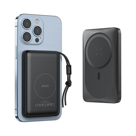 Batterie externe sans Fil Magnétique 10000mAh,VRURC Power Bank QC 22.5W & PD 20W