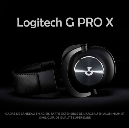 Promo sur le casque Gaming  Logitech G PRO X avec Micro BLUE VO!CE, DTS Headphone:X 7.1 compatible PC/PS/Xbox/Nintendo Switch
