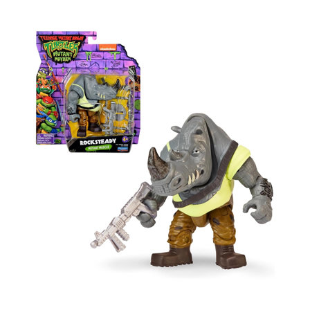 Tortues Ninja, Figurine articulée 10,5 cm avec Armes, Modèle Rocksteady