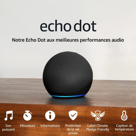Echo Dot | Enceinte connectée Bluetooth et Wi-Fi au son puissant