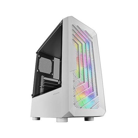 Boîtier Semi-Tour Gaming ATX Mars Gaming MC-TOR Blanc, Fenêtre Latérale Complète