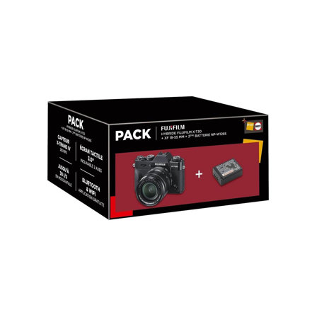 Pack hybride Fujifilm X-T30 Noir + Objectif XF 18-55 mm + 2ème Batterie