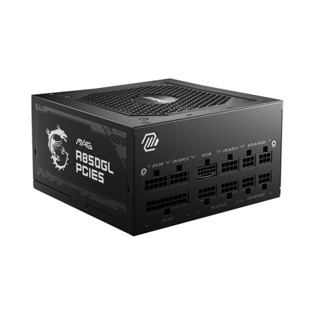 Alimentation modulaire ATX 3.0 MSI MAG A850GL PCIE5 , 850W, 80 Plus Gold, Support GPU PCIe 5.0, Ventilateur FDB 120mm, Full-Bridge LLC, câbles Plats Noirs - Garantie 7 Ans