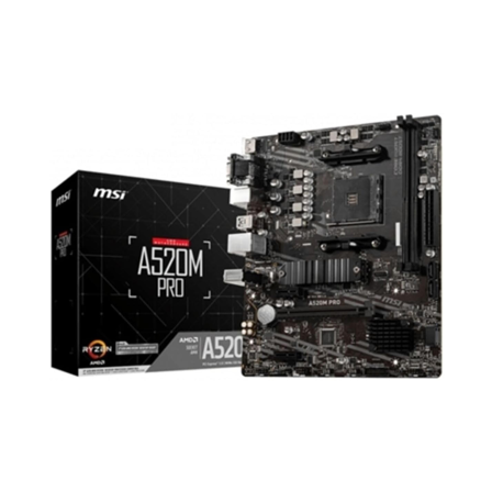  Carte mère Micro-ATX MSI A520M Pro - AMD Ryzen 3000 gen. 3, AM4, DDR4, M.2, USB 3.2 Gen 1 Type A, DisplayPort, LAN