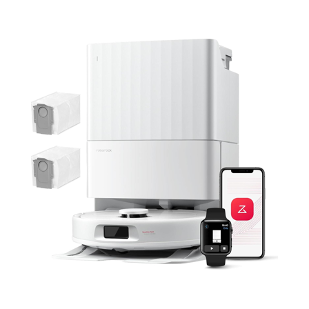 roborock QV 35A Set Aspirateur Robot Laveur, 8000Pa HyperForce, Station Multifonctionnelle, Serpillière Rotative 200 TR/Min