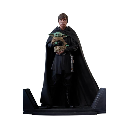 Figurine Diamond Select Toys Diamond Star Wars Premier Collection: The Mandalorian - Luke Skywalker and Grogu Statue
