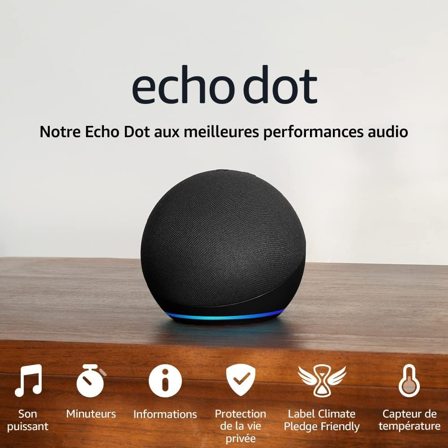 Echo Dot | Enceinte connectée Bluetooth et Wi-Fi au son puissant