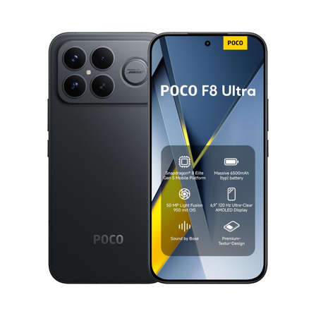 Smartphone  Xiaomi POCO F8 Ultra, 16 de RAM + 512 Go - Noir, Garantie 2 Ans, Chargeur Non Inclus.
