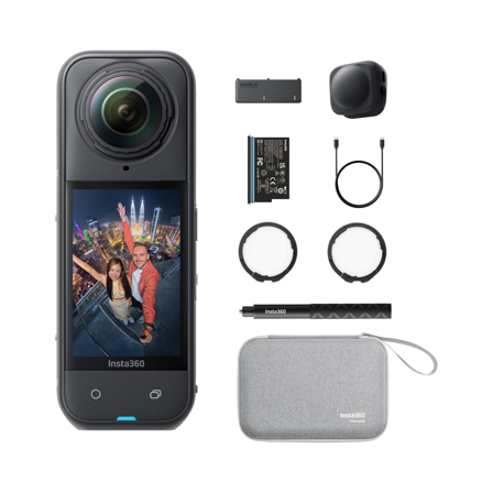 Caméra d'action 360° Insta360 X5 Pack Essentiels - 8K étanche - 3h d'autonomie