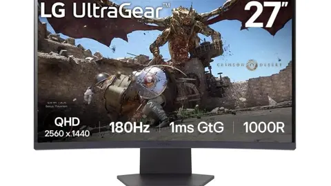 Ecran PC Gaming 27" LG Ultragear™ 27GS60QC-B.AEU  - Dalle VA résolution QHD (2560x1440), 1ms 180Hz, HDR 10, sRGB99%, AMD FreeSync