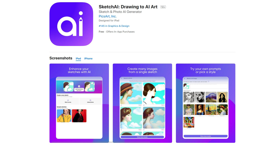 SketchAI : une application iOS qui transforme vos photos et dessins en œuvres d'art numériques grâce à l'IA de Picsart