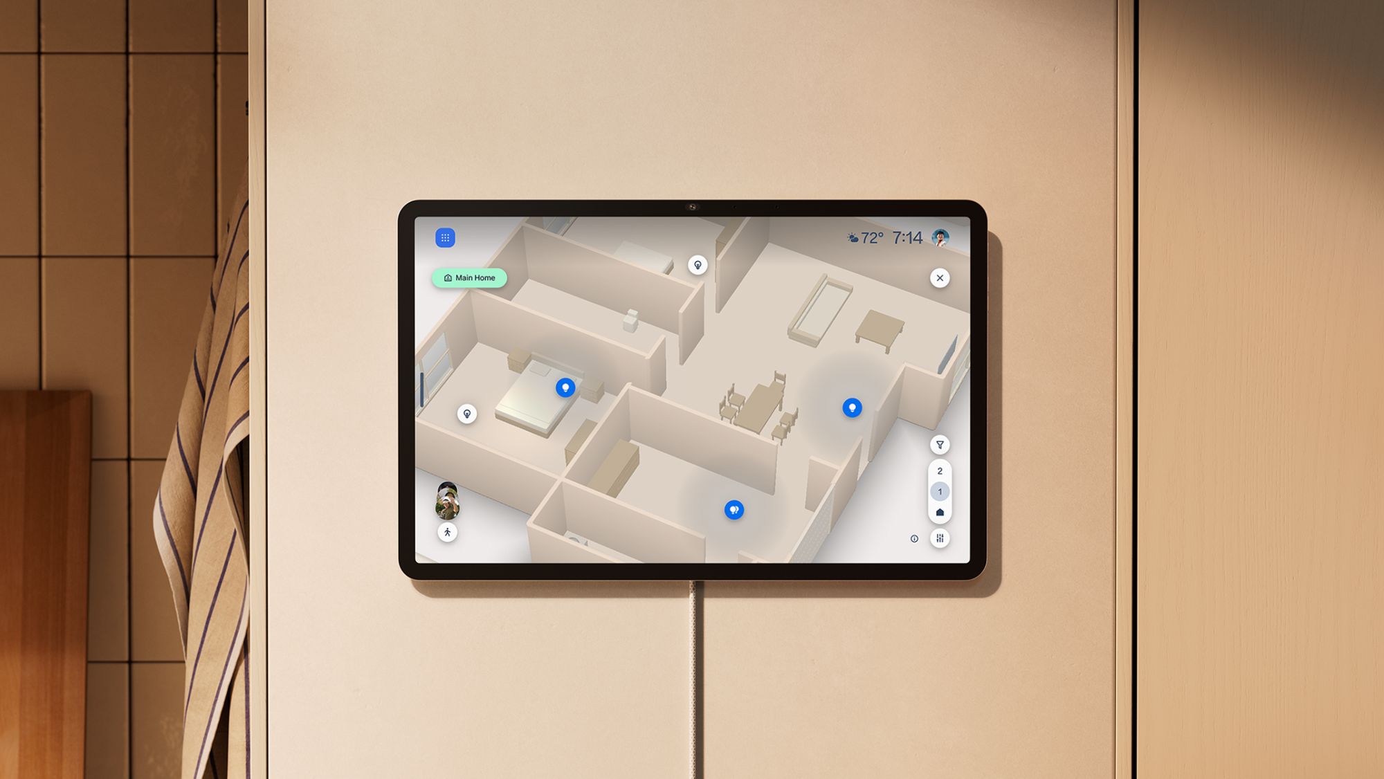Echo Show 16 affichant le plan connecté Alexa Home Map